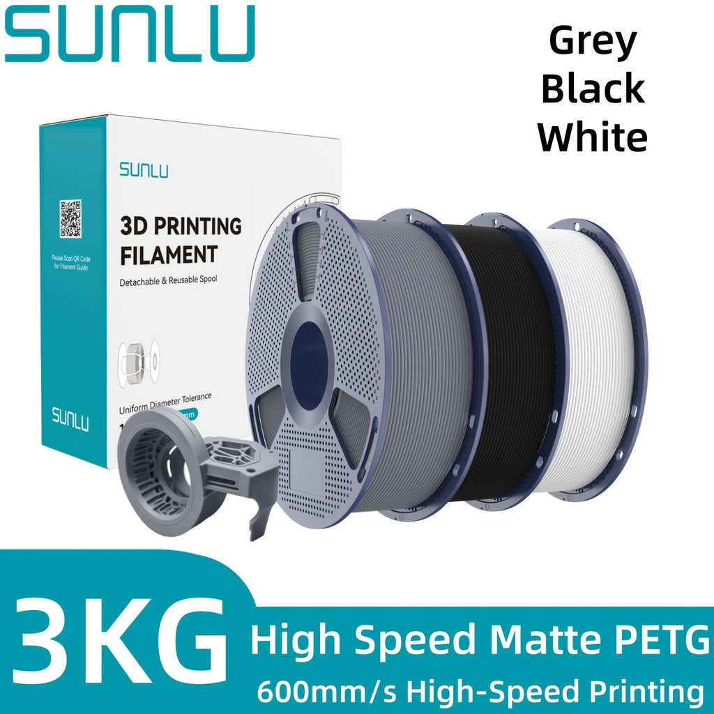 SUNLU Filamento PETG de Alta Velocidad, Filamento PETG para Impresión 3D, Menos Desprendimientos, Buena Adhesión de Capas, Alta Resistencia a la Tracción, Soporte para Impresión de Alta Velocidad de 50-600 mm/s, 3kg (6.6lbs)