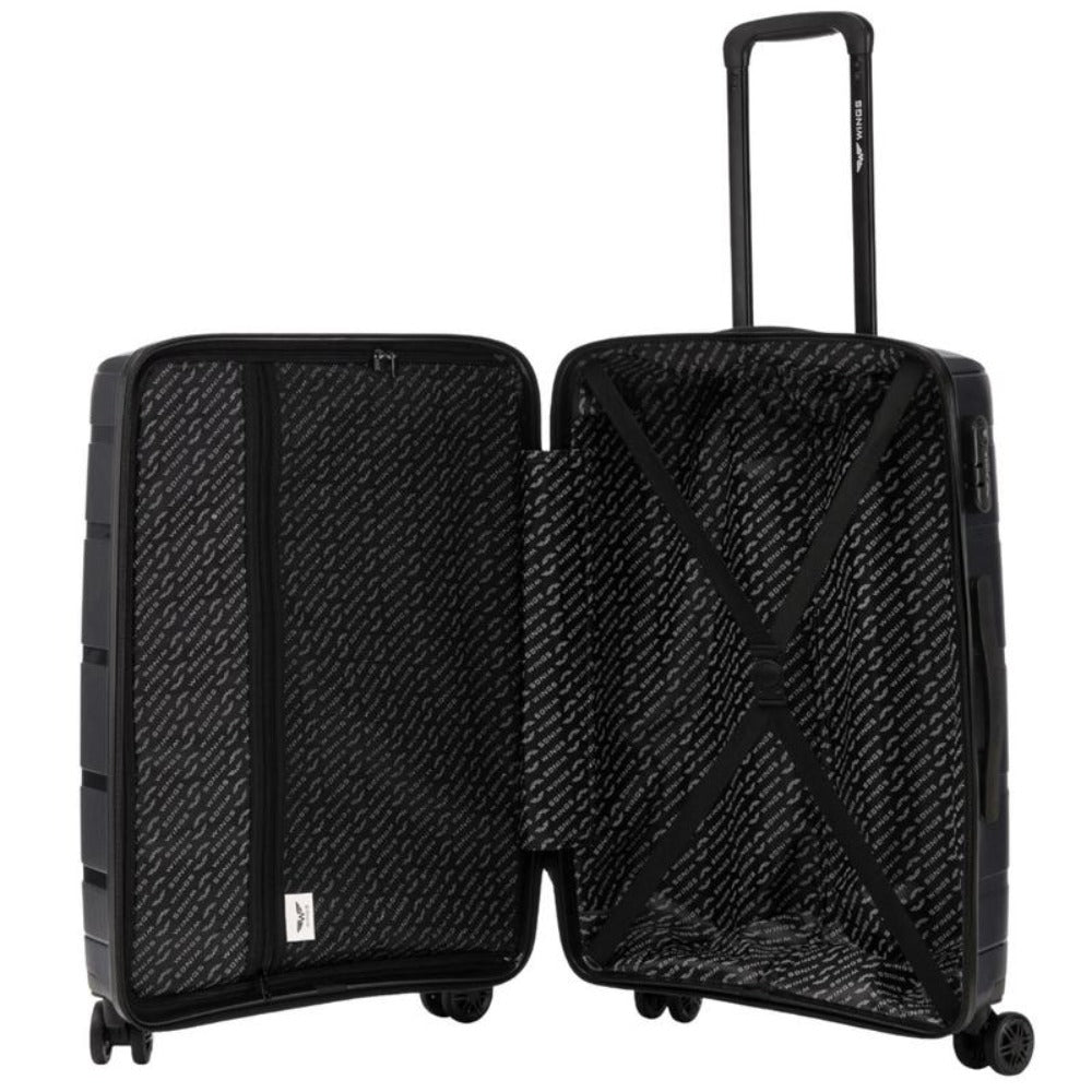 Maleta rígida de 20", aproximadamente 55 x 40 x 20 cm / Color negro / Equipaje resistente a daños con mango telescópico / 4 ruedas giratorias dobles de 360° / Candado de combinación / Asas laterales y superiores de HAWFINCH