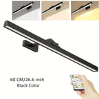 Luz LED trapezoidal inteligente, controlada remoticamente, disponible en negro y dorado, recargable, 5000mAh, CCT con 3 niveles de brillo de color ajustables, soporte de montaje con succión magnética, lámpara de pared, luz mural, luz para obras de arte