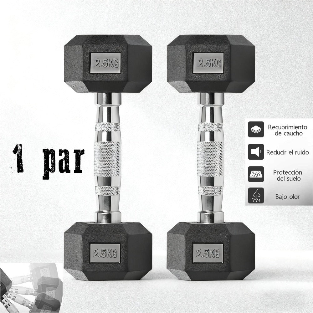 Mancuernas de hierro macizo, juego de mancuernas hexagonales de hierro fundido, con pesos de 2,5 kg, 5 kg, 7,5 kg, 10 kg, 12,5 kg, 15 kg, 20 kg y 25 kg, adecuados para entrenamientos en casa y en el gimnasio, ideales para el entrenamiento de brazos, yoga