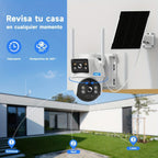 Cámara Solar Dual Lens 8MP 4G, Detección PIR de Humanoides, Audio Bidireccional, Visión Nocturna a Color, Detección de Movimiento, Alertas por Notificación, con Tarjeta SIM