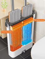 1 Juego, Set de Fregona y Cubo con 6 Paños, Herramienta de Limpieza para el Hogar, Adecuado para Sala de Estar, Dormitorio, Cocina, Baño, Inodoro, Set de Limpieza de Fregona y Cubo Comercial, ¡Aprovecha para la Limpieza de Navidad! ¡Regalos de Navidad, Re