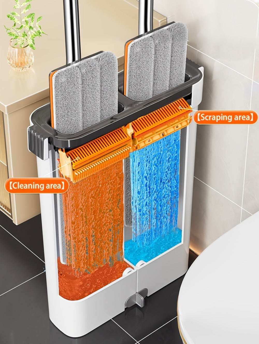 1 Juego, Set de Fregona y Cubo con 6 Paños, Herramienta de Limpieza para el Hogar, Adecuado para Sala de Estar, Dormitorio, Cocina, Baño, Inodoro, Set de Limpieza de Fregona y Cubo Comercial, ¡Aprovecha para la Limpieza de Navidad! ¡Regalos de Navidad, Re
