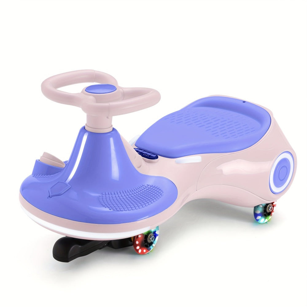 Cochecito con pedales oscilantes, juguete para montar tipo columpio 2 en 1, protección antivuelco, capacidad de 150 lb para niños y niñas de 3+ años, regalo ideal para festividades/cumpleaños (morado/amarillo/azul)