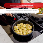 Bergner Click&Cook Batería de cocina 10 Pzs Mango extraíble, 3 Sartenes, 2 Cazos, Tapas y Utensilios Aluminio revestimiento antiadherente