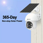 2 Piezas Cámara de Seguridad Solar Exterior ANRAN 3MP Inalámbrica, Cobertura PTZ Rotativa 355°, Alertas PIR, Alimentada por Batería, Audio Bidireccional, Visión Nocturna en Color, Compatible con Alexa