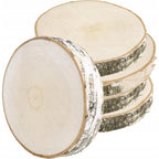Lámina de Madera de Abedul 17–20 cm con Corteza Natural Redonda | Cortada a Mano, Cruda, Pulida, Producción de Poli | Perfecta para Decoraciones DIY, Adornos, Portavelas, Decoupage, Pirograbado, Transferencia de Fotos, Bodas Boho | Estructura de Veta Únic