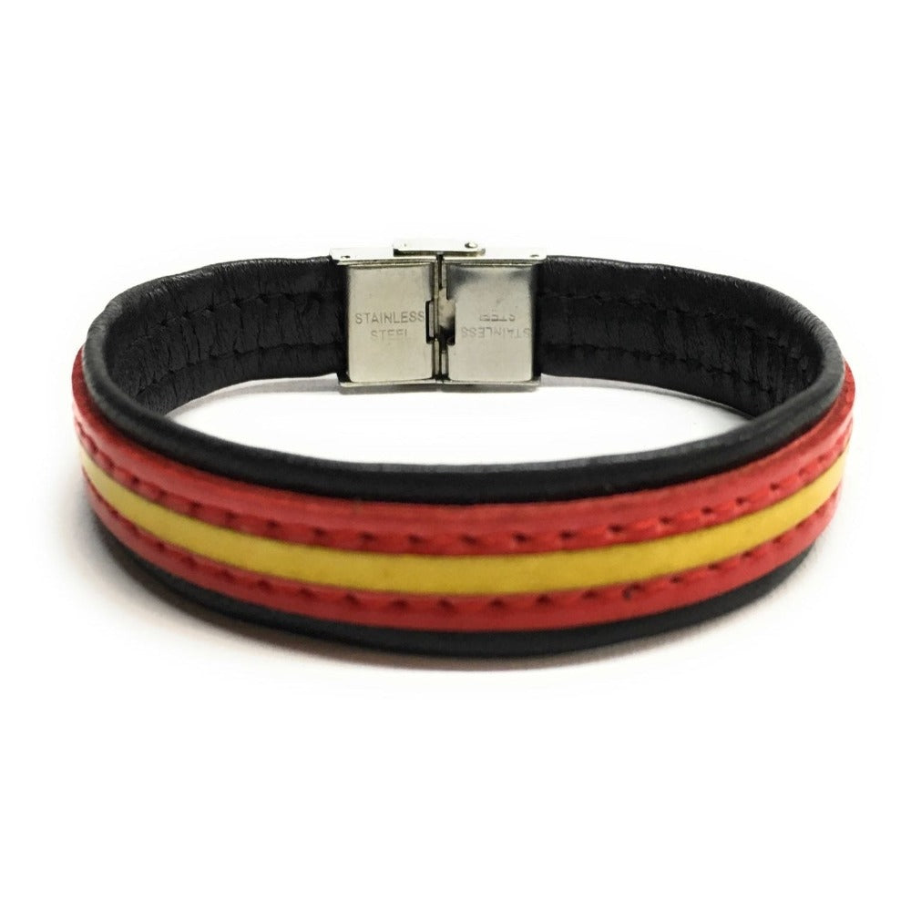 Pulsera De Cuero Bandera De España (Fabricada Artesanalmente) | Complementos de Moda Unisex para Hombres y Mujeres de Estilo Atemporal y Elegante | Regalos Originales y Exclusivos