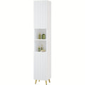1pc Armario Alto para Baño, Armario de Baño de 2 Puertas, 2 Compartimentos Abiertos, Muebles de Baño con Estantes Ajustables, Armario de Almacenamiento para Baño, Blanco, 30 x 180 x 28cm