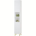 1pc Armario Alto para Baño, Armario de Baño de 2 Puertas, 2 Compartimentos Abiertos, Muebles de Baño con Estantes Ajustables, Armario de Almacenamiento para Baño, Blanco, 30 x 180 x 28cm