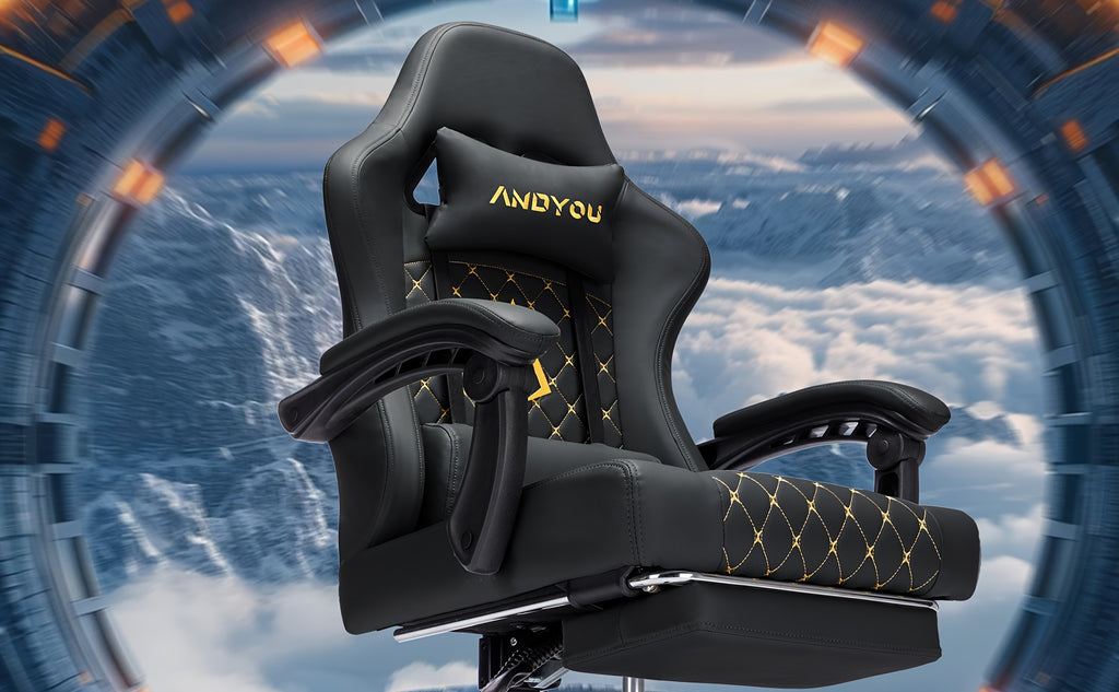 Silla de oficina | Silla de gaming Andyou con reposapiés, silla ergonómica de ordenador para juegos, silla de tarea giratoria y ajustable con