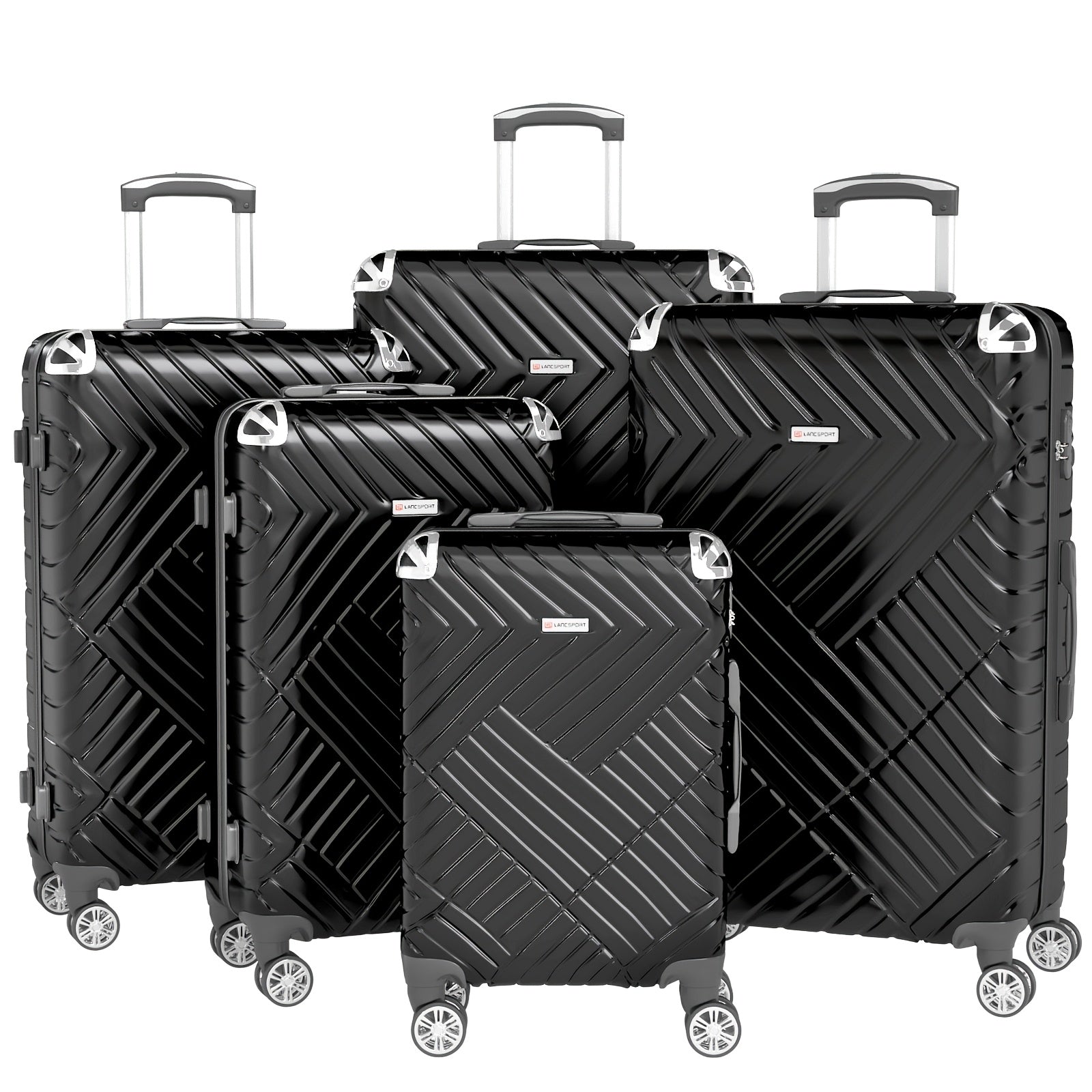 Juego de 5 maletas para vacaciones, viajes de negocios y familiares, juego de maletas rodantes duraderas y ligeras con múltiples tamaños disponibles, mango telescópico, opcional en 10 colores incluyendo negro, rojo, azul, gris, verde, etc.