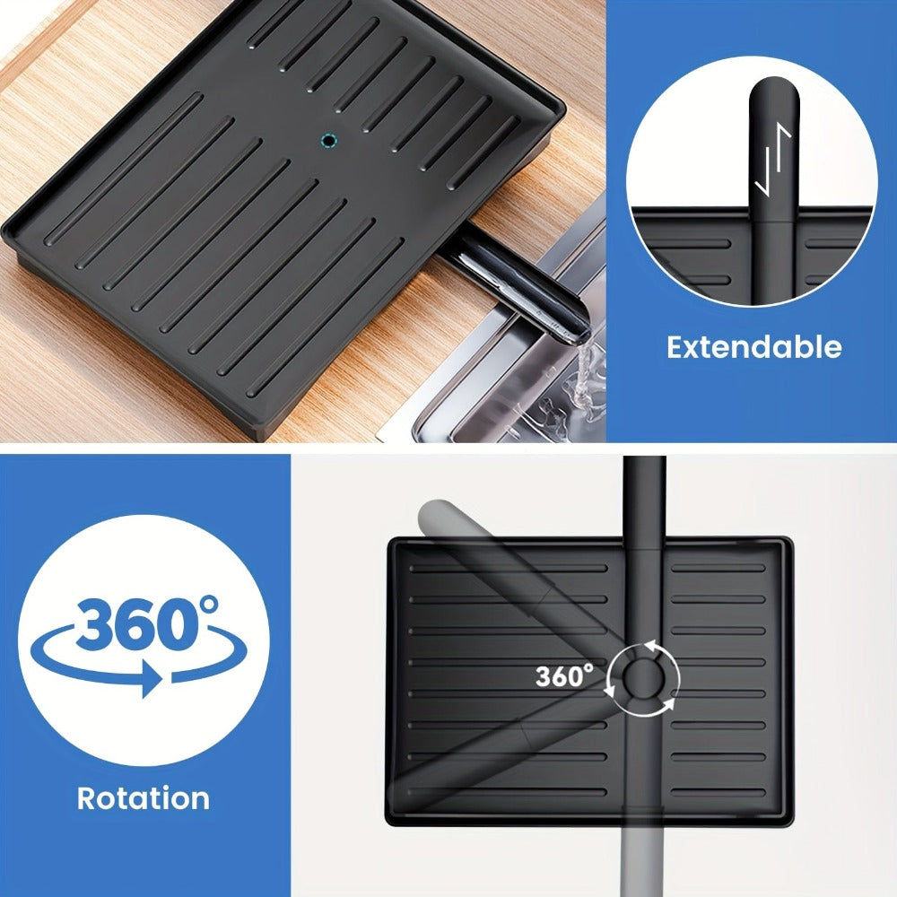 Escurridor de platos de 2 niveles de alta resistencia tipo acero con escurridor ajustable, escurridor giratorio, soportes para utensilios y tazas, organizador de encimera de cocina que ahorra espacio - Escurridor de platos compacto para platos, ollas, sar