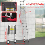 Escalera plegable | Escalera telescópica de 6.3m, escalera de acero inoxidable, escalera plegable, escalera telescópica, escalera de peldaños