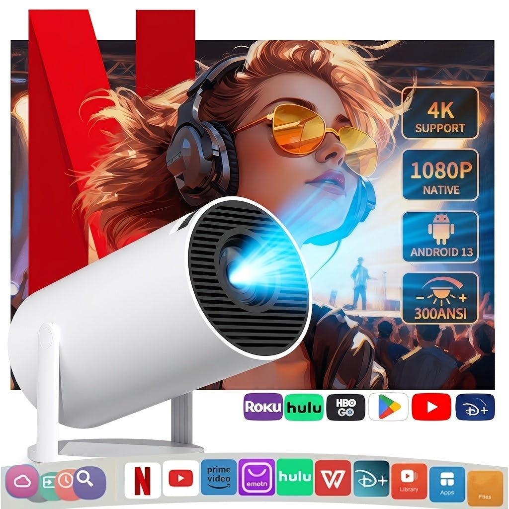 Proyector | Mini proyector portátil, con sistema Android 13, corrección automática de trapezoide, rotación de 180°, apto para