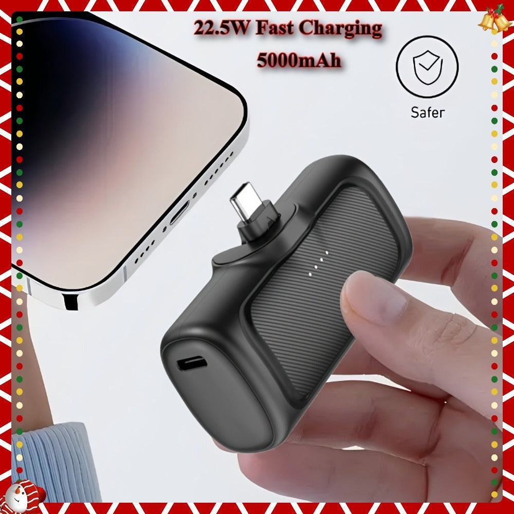 Cargador rápido de 22.5W, mini cargador portátil de 5000mAh, banco de energía USB-C, USB tipo C, fuente de alimentación de doble modo, batería recargable de polímero de litio, apto para la serie iPhone 16/15 y dispositivos Android, carga de emergencia, ba