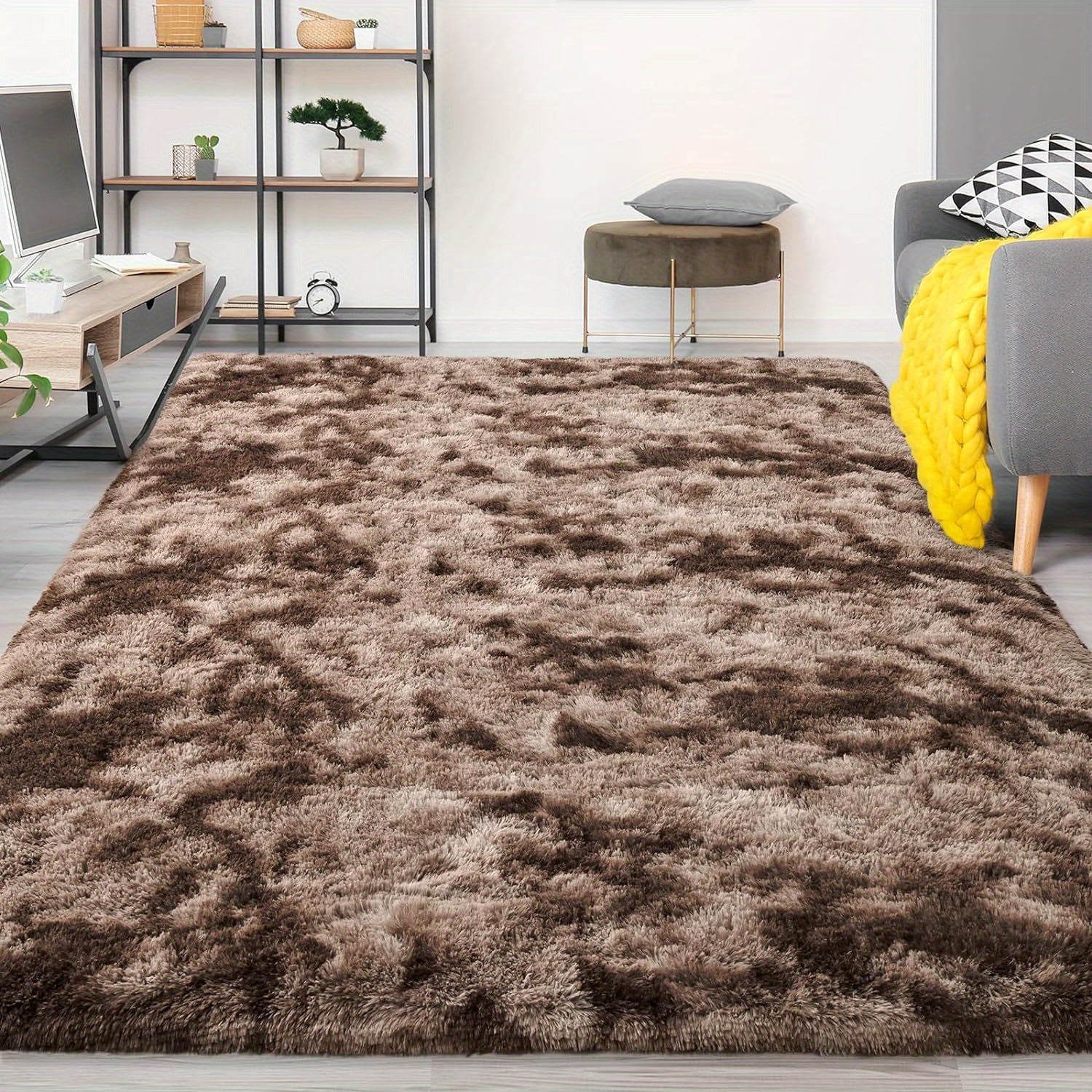 1 alfombra suave de felpa, alfombra de felpa antideslizante, alfombra suave de felpa para mesita de noche, alfombra tie-dye para sala de estar, decoración del hogar, alfombra para dormir mascotas, alfombra para dormitorio y sala de estar, decoración de la