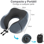 Una Almohada Cervical Ergonómica en Forma de U con Bolsa de Almacenamiento, Espuma de Memoria con Tecnología de Rebote Lento, Funda Lavable a Máquina, Ligera y Portátil para Avión, Oficina y Hogar, Apoya Cuello y Cabeza, Ideal para Siestas, Lectura y Ver