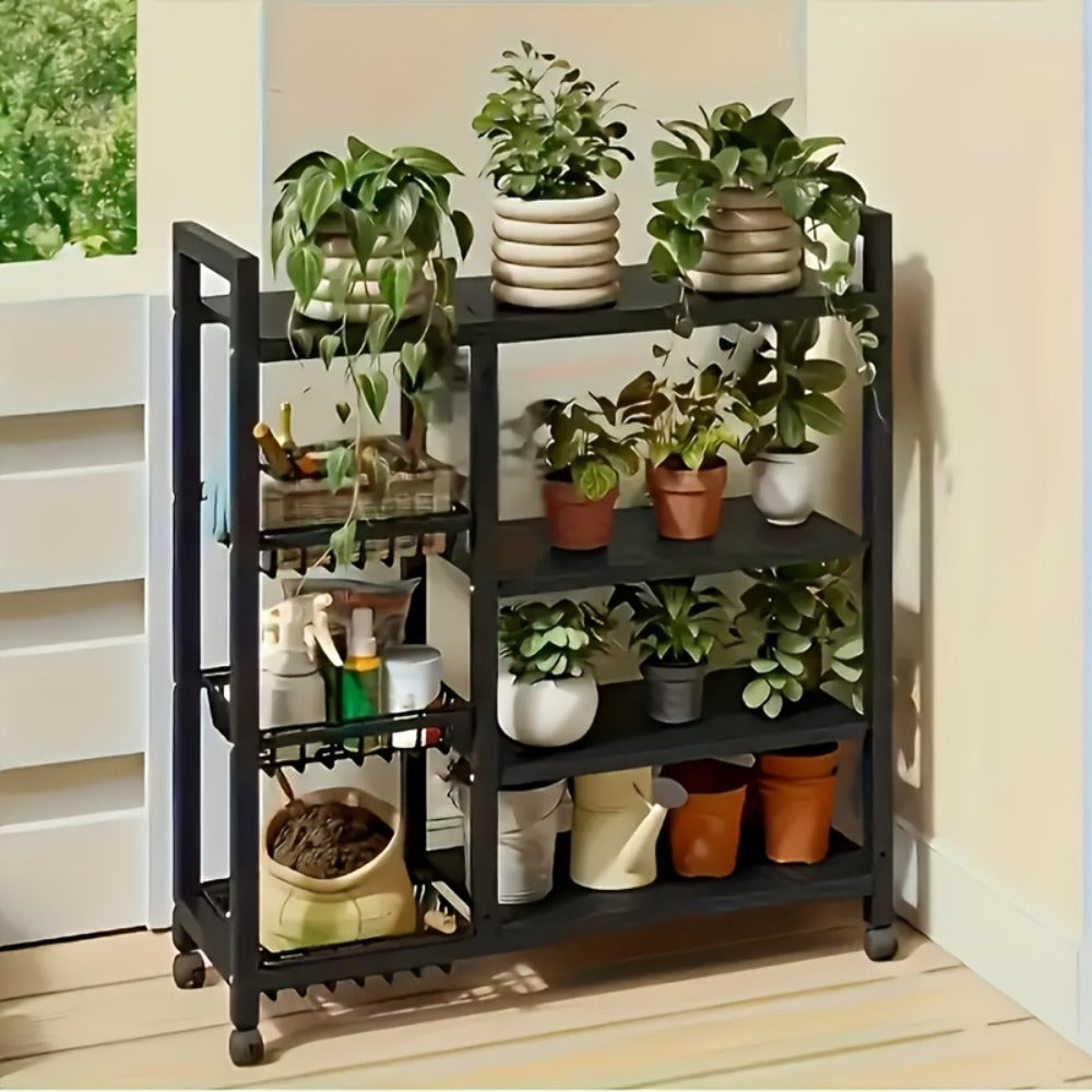 1pc Estante Rodante Ajustable de 4 Niveles con 3 Cestas de Alambre y Estructura Independiente - Unidad de Almacenamiento Móvil Ideal para Garaje, Despensa, Baño, Organizador de Armario, Ahorro de Espacio, Regalo para Hogar Nuevo, Estructura de Metal Pinta