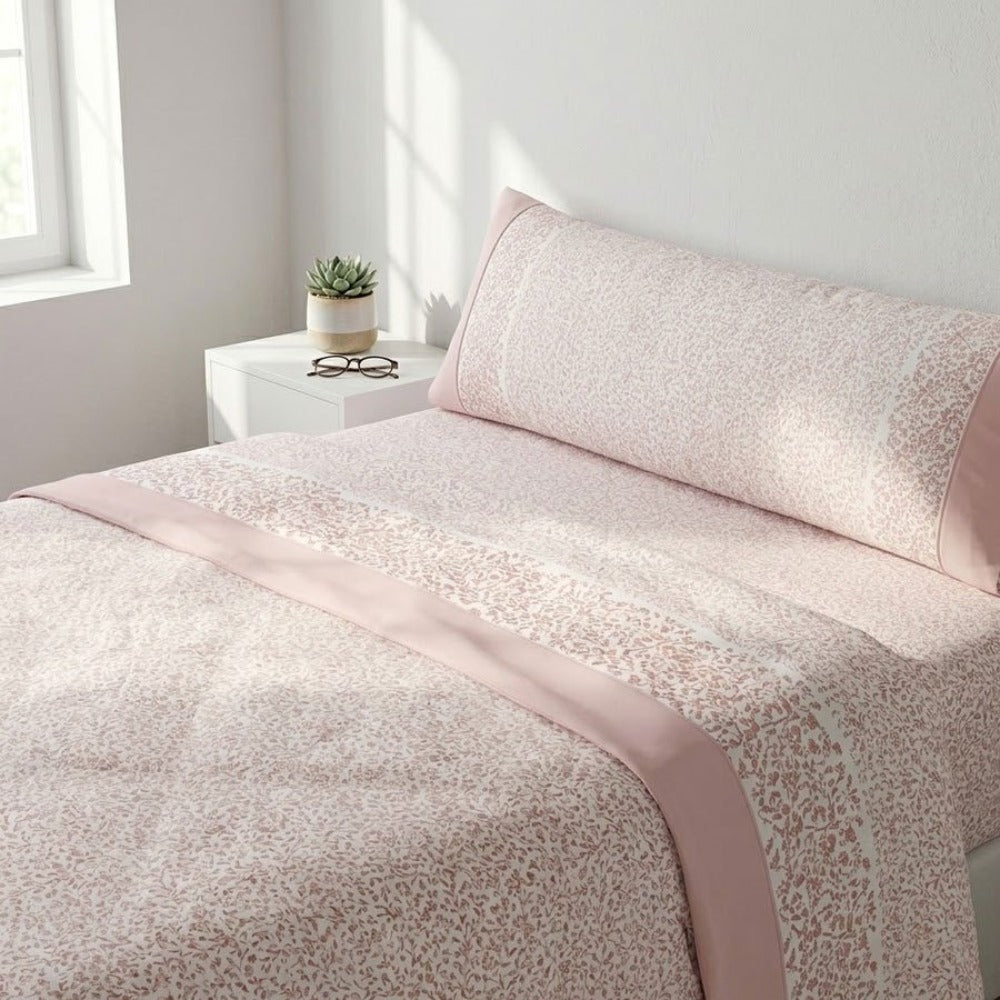 Juego de ropa de cama (Sábana ajustable, Cubrecama, Funda de almohada) | Juego de sábanas estampadas de 3 piezas | Primavera/Verano | Múltiples estilos | Tejido suave | 180cm - Múltiples tamaños disponibles