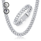 Juego de Joyería de Plata 925 con Cadena Cubana Incrustada con Zirconia 5A, Cadena Gruesa de Moda Hip-hop Casual, Ambiente de Lujo Generoso, Decoración para Fiestas y Banquetes, Hipoalergénico, El Mejor Regalo para Él, Empaque en Caja de Regalo Exquisita