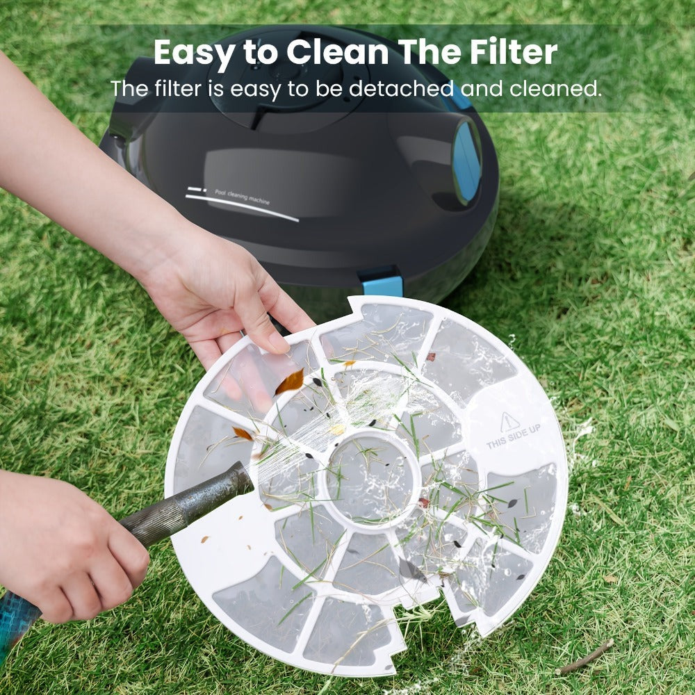 INSE Y10 Limpiador de Piscina Automático Inalámbrico - Seguro para Natación Familiar (Niños y Adultos), Cesta de Filtro de Gran Capacidad de 4.2L, IPX8, Succión de 21Kpa, Apto para Piscinas de 2.5M o Más Profundas, Autoparking, Imprescindible para la Limp