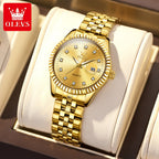 OLEVS Reloj de Mujer Clásico de Negocios, Relojes Analógicos de Cuarzo para Mujer, Relojes Elegantes de Lujo de Acero Inoxidable con Diamantes de Rhein, Relojes Luminosos para Mujer con Calendario y Fecha para Damas, Regalos Románticos, Reloj de Pulsera p