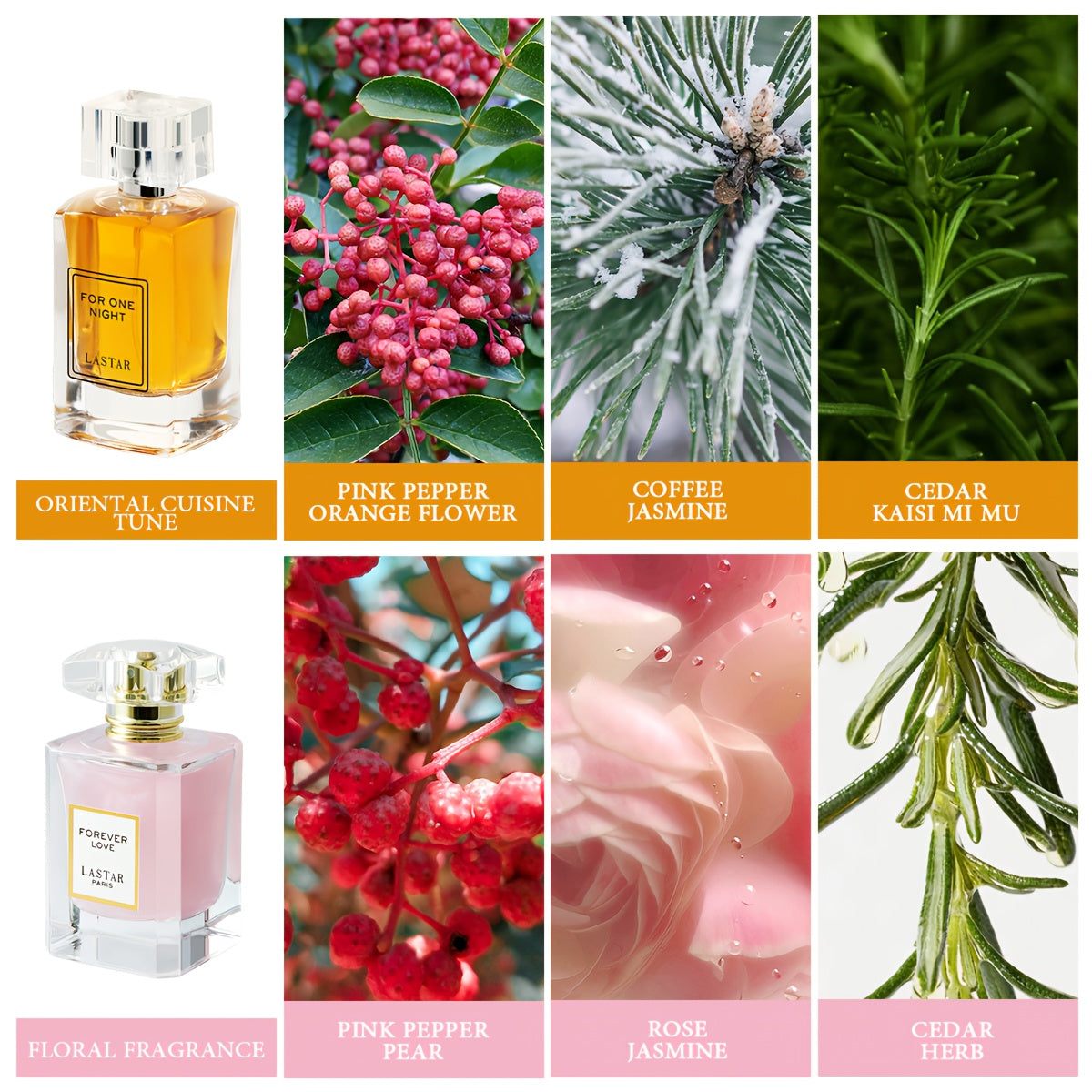 Juego de dos botellas de perfume para mujer, total 105 ml, notas amaderadas y florales, fragancia de larga duración, perfume para mujer, adecuado para salir, ambiente de cita, la primera opción como regalo para tu novia, empaque exquisito (estilo caja de