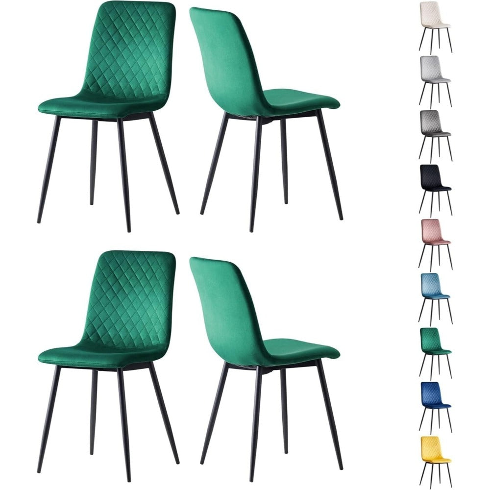Sillas de comedor MCC Direct en conjunto de 4 piezas Hechas de terciopelo, patas de metal, sillas Lexi, sillas de diseño