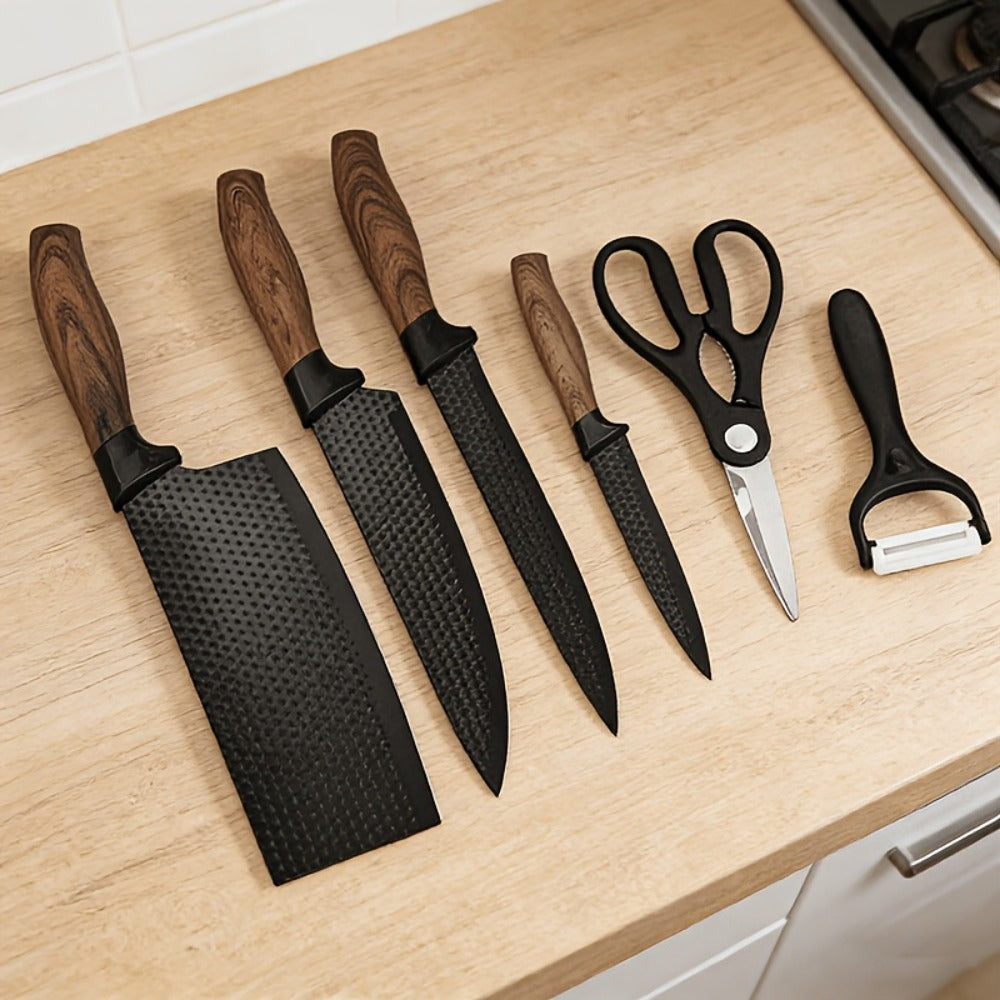 [Especial del Chef | Cuchillo de Cocina] Juego de 6 Cuchillos Profesionales Ultra Afilados, Cuchillo para Cortar Verduras, Cuchillo para Picar Carne, Cuchillo para Frutas, Tijeras Multiusos, Juego de Cuchillos de Cocina Adecuado para Hogar, Cocina, Cocina