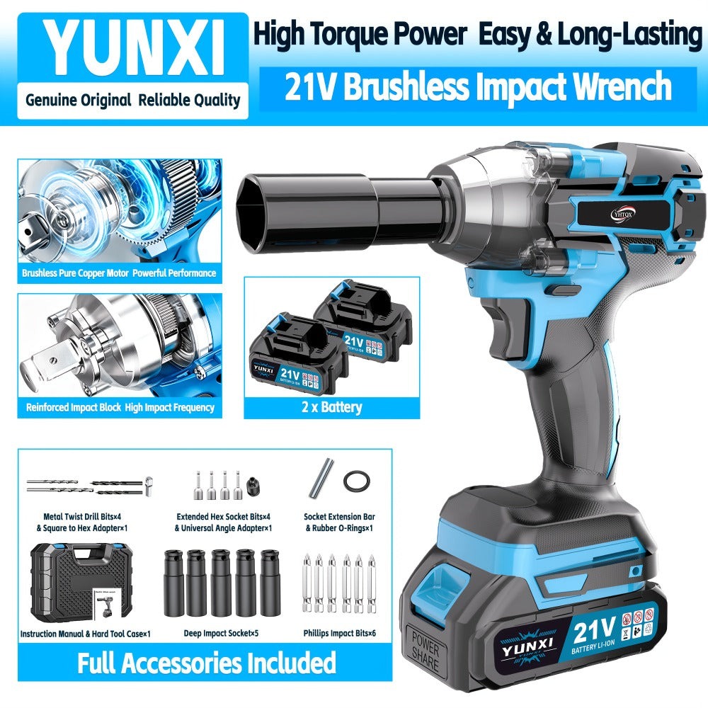 Llaves de impacto inalámbricas, Llaves de impacto de alto torque, Juegos de llaves inalámbricas, Equipadas con baterías, Baterías recargables. Brocas inalámbricas, Destornilladores compatibles con automóviles, Mecánicos de reparación de motocicletas, Entu