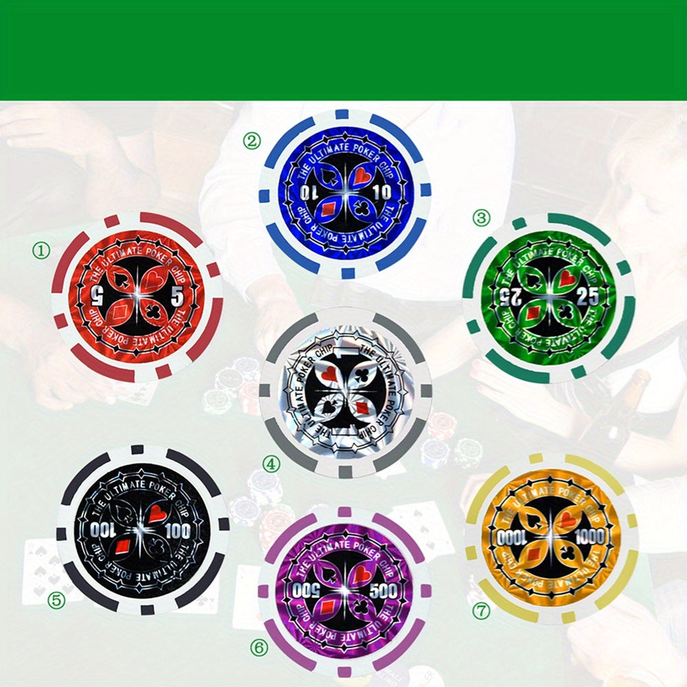 Juego de Póker, Entretenimiento de Mesa, Compuesto por Cartas, Juegos de Mesa y Monedas Temáticas para Decoración, Fichas de Juego Suaves, Diversión Familiar, Caja Exterior Plateada/Negra