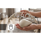 Aro de fitness inteligente adelgazante con masajeador con peso en color beige. Dispositivo de ejercicio abdominal y de cintura ajustable con carga de gravedad. Cinturón de entrenamiento modular Smart PRO+ con contador de RPM. 24 segmentos que permiten un