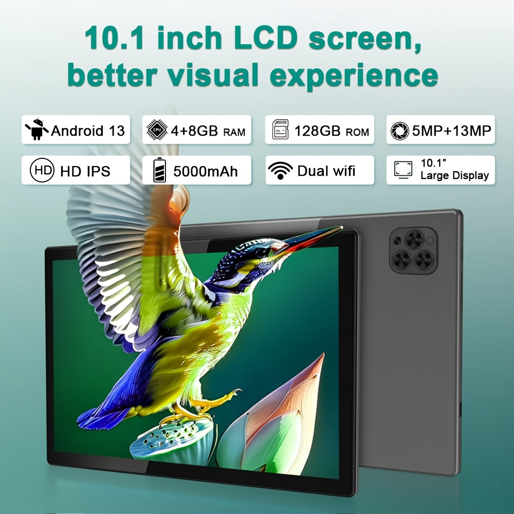 Tablet | CRELANDER Tablet PC Android 13 con pantalla táctil de 10.1 pulgadas 1280 X 800 IPS de alta definición, viene con adicionales (Teclado