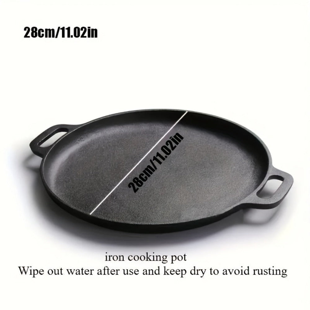 Sartén plancha multifunción de hierro fundido, 1 pieza - Sartén antiadherente para pizza, barbacoa, panqueques - Compatible con todas las estufas, ideal para cocina doméstica y cocina al aire libre