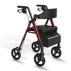 Andador Rollator Plegable para Adultos Mayores, Ayuda de Movilidad Ligera de Aluminio, Ruedas Univer Todoterreno de 20.32cm, Altura Dual Ajustable, Asiento y Respaldo Acolchado Ergonómico de PU, Capacidad de Peso de 136.08 KG