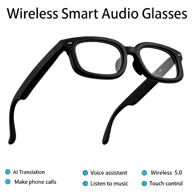 Gafas Inteligentes con IA que brindan traducción en tiempo real en 160 idiomas, sistema Chat GPT, auriculares inalámbricos Hifi, altavoces estéreo duales, control táctil, carga USB Tipo-C, micrófono incorporado, llamadas de voz de alta definición, reprodu