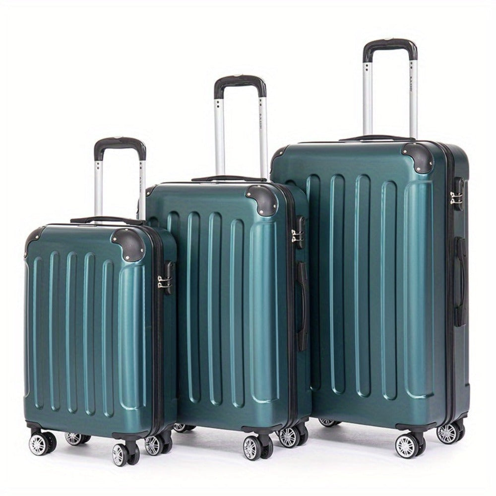 Juego de maletas familiares de tres piezas 20+24+28 pulgadas, equipaje de cabina de 20 pulgadas con ruedas universales, caja de almacenamiento para viajes de negocios, cartera ABS resistente y gran capacidad (ML-XL-set)