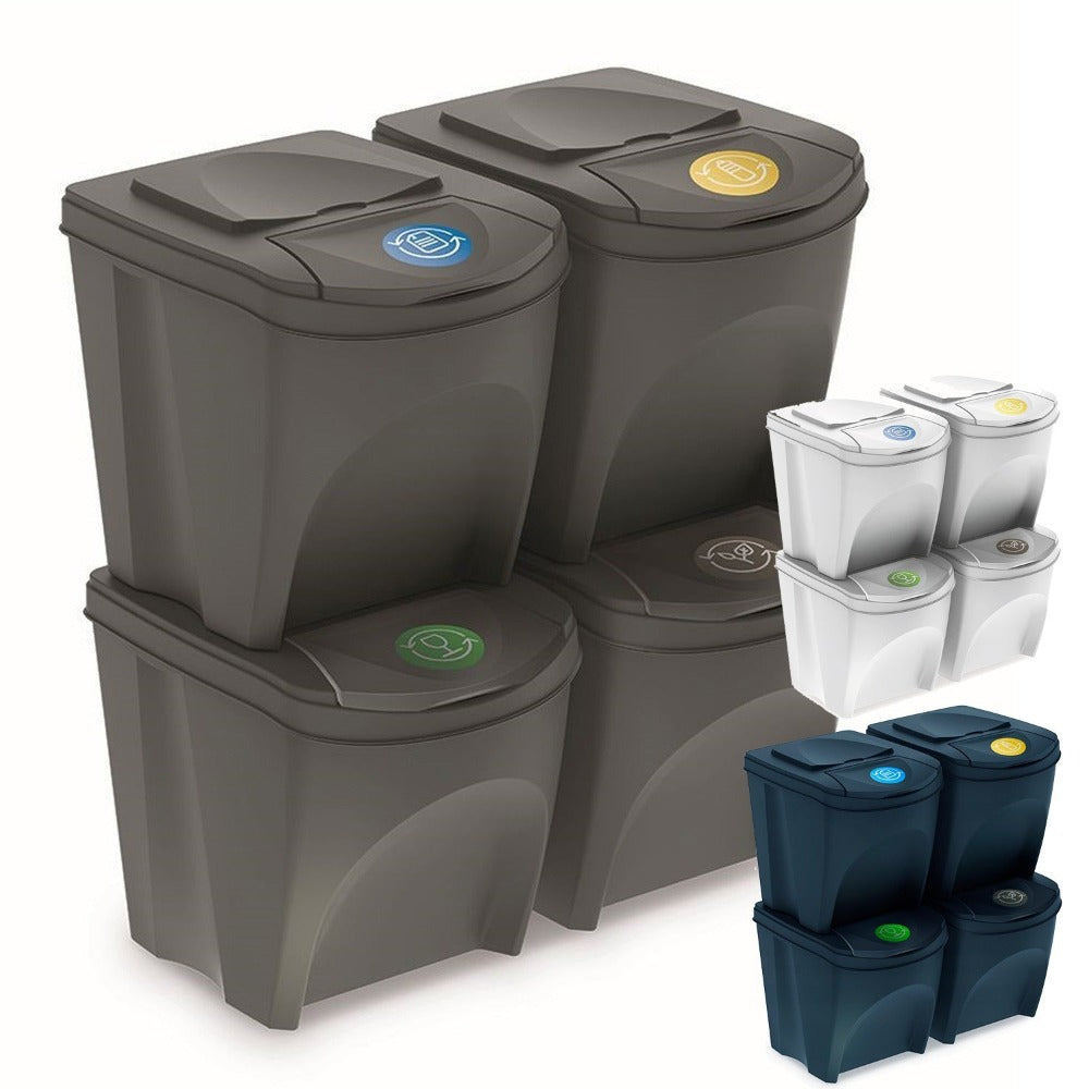 Set de 4 cubos de basura KEDEN SORTIBOX papelera reciclaje volumen 4x25L
