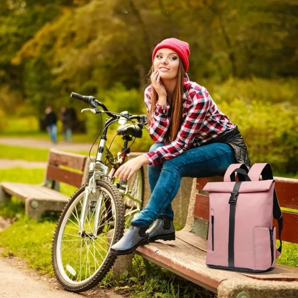 Mochila Enrollable para Hombre, Mochila Mujer para Portátil 15.6 Pulgadas, Moquera de Viaje Ligera para Hombre y Mujer de 21-25L, Bolso Escolar con Múltiples Compartimentos, Mochila Duradera de Capa Suave para Deportes al Aire Libre, Trabajo.