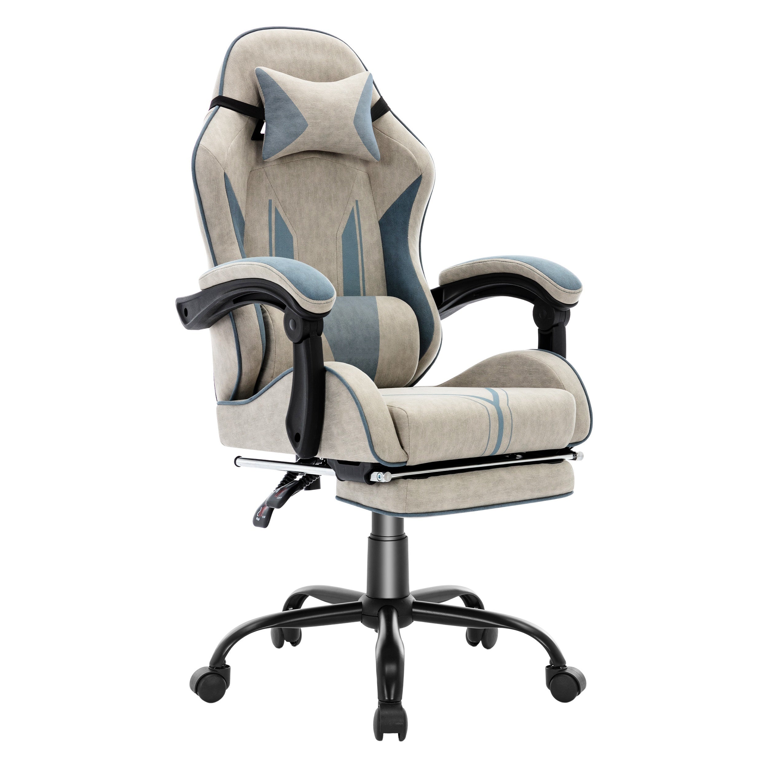 Silla Gaming Ergonómica con Reposapiés y Soporte Lumbar Ajustable, Ideal para Adultos en la Oficina en Casa o Configuración de Gaming - Color Gris