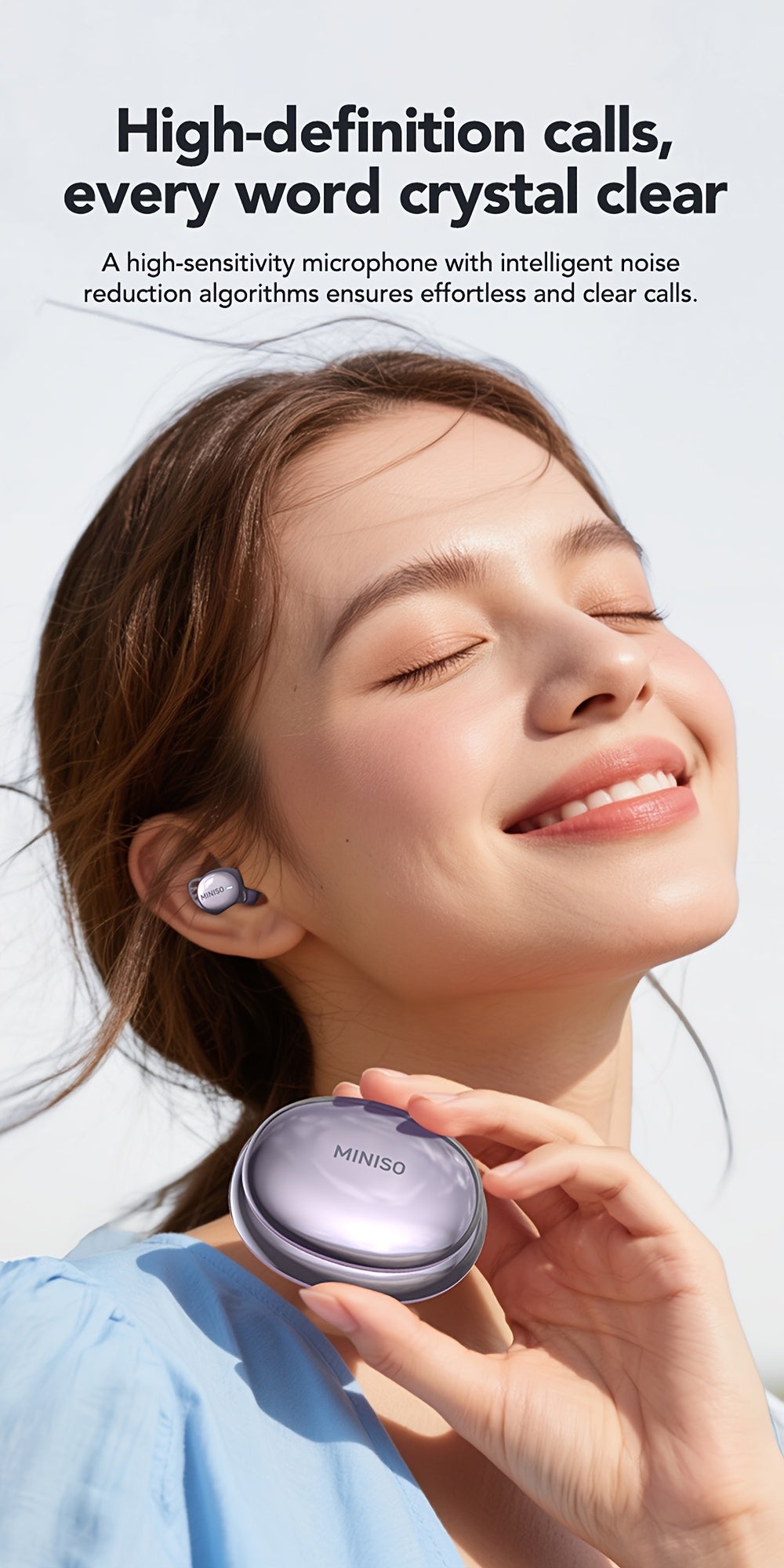 Auriculares Bluetooth | MINISO Auriculares con Traducción AI | Inalámbricos 6.0, Carga Rápida Tipo-C, 60 Horas de Reproducción, Conexión Estable