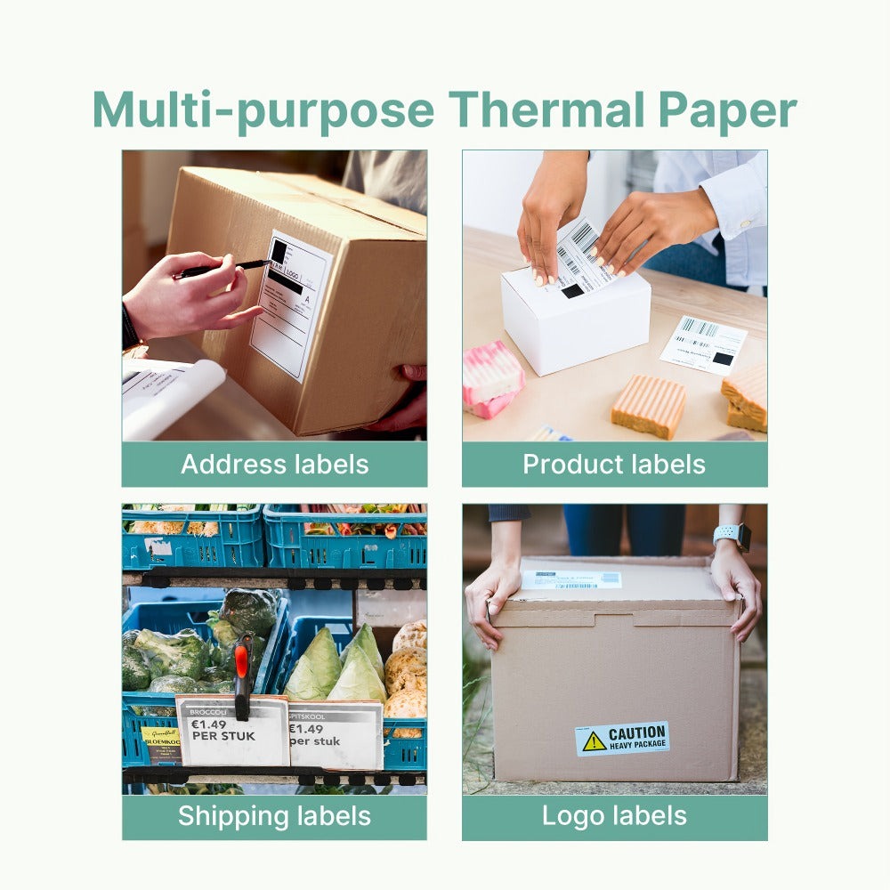 Etiquetas de Envío Térmicas 4X6, Paquete de 520 Etiquetas Térmicas Perforadas Directas Compatibles con la Impresora de Etiquetas PL80EB para Envíos, Empaquetado, Hogar, Oficina, Transportista, Pequeña Empresa