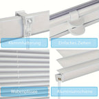 Persianas plisadas con cordón Sekey, aptas para - Cubiertas de ventana opacas sin taladro, de sujeción con abrazadera/tensadas, paneles de bloqueo con cordón para protección solar, sistema con cordón para dormitorios, persianas para el deslumbramiento