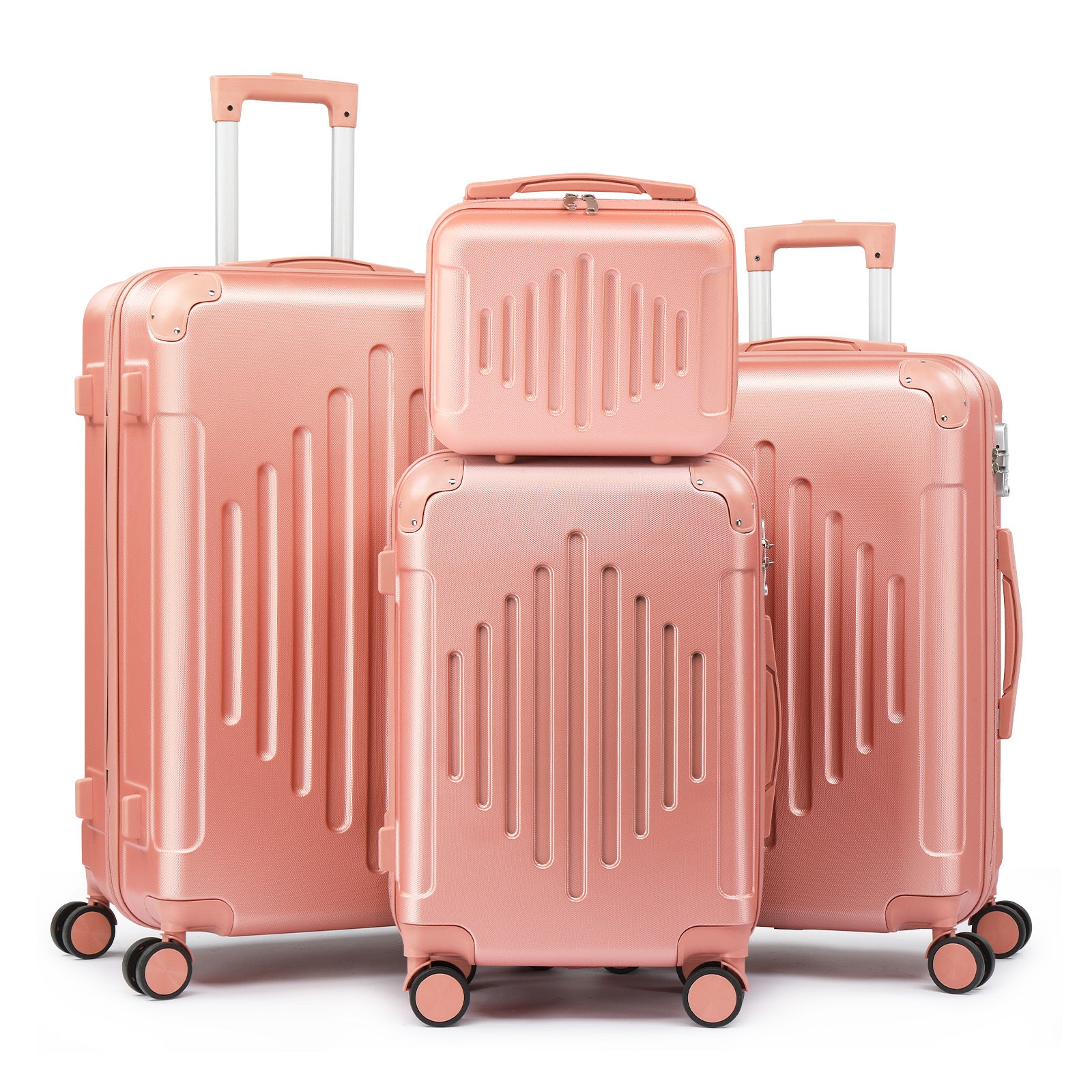 Maleta de Viaje Ligera con Protectores de Esquina, 4 piezas, Tamaño 12/ 20/ 24/ 28 Pulgadas, Carcasa Rígida Duradera, Ruedas Giratorias 360, Gran Capacidad Multifuncional