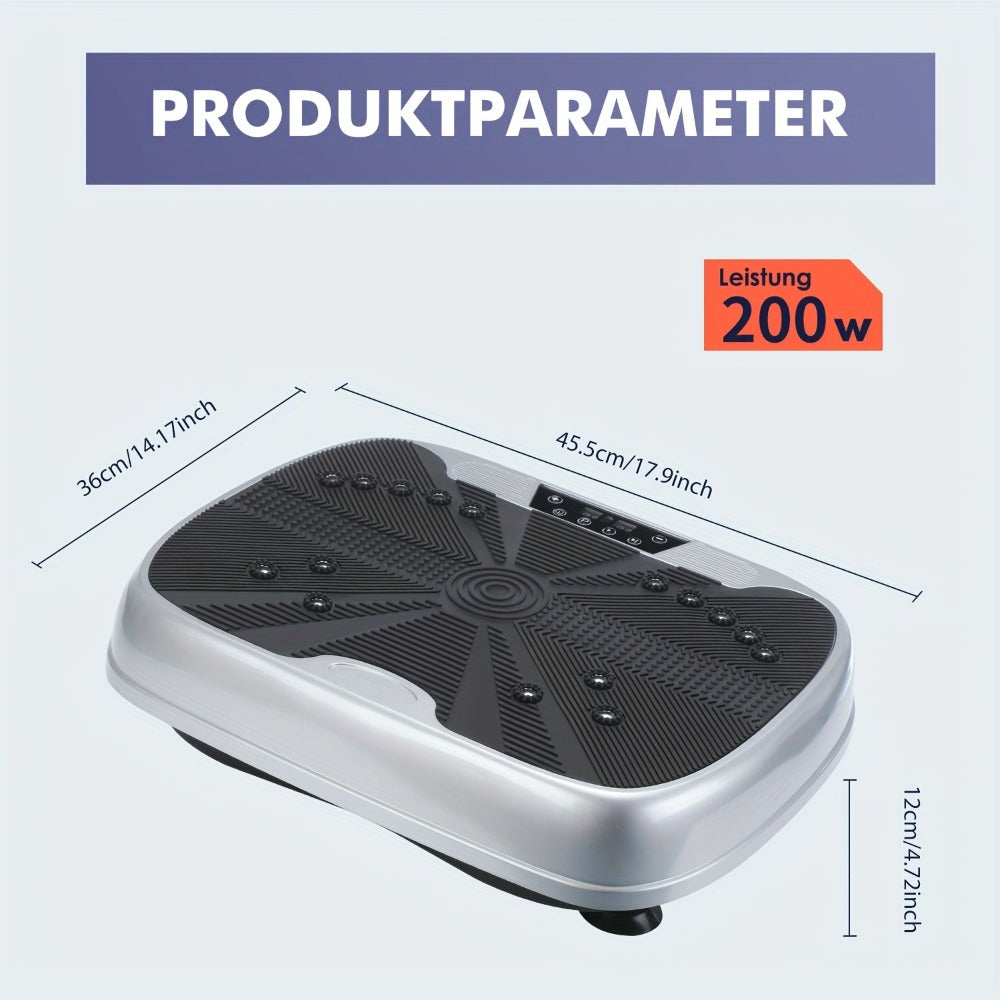 Placa vibratoria inteligente con masaje electromagnético | 99 niveles de velocidad | Almohadilla de acupresión para pies | Control remoto y banda de resistencia incluidos | Quemador silencioso de cuerpo completo para fitness en casa, recuperación muscular