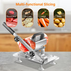 Cortadora de Carne Manual en Acero Inoxidable, Grosor Ajustable, Filo Nítido y Duradera, Fácil de Limpiar, Cortador Multiusos para Reses Bovinas, Ovejas, Verduras e Ingredientes del Hot Pot, Ideal Para Uso Doméstico o Comercial