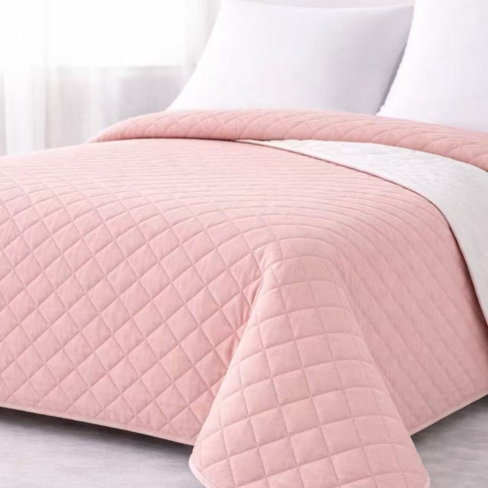 Colcha Bouti Verano Multiuso Reversible con Diseño de Cuadros Acolchados, Cubrecama Ligero de Verano y Entretiempo para Camas de 90 a 150, 100% Poliéster Suave (Solo Colcha, No incluye Fundas de Almohada)