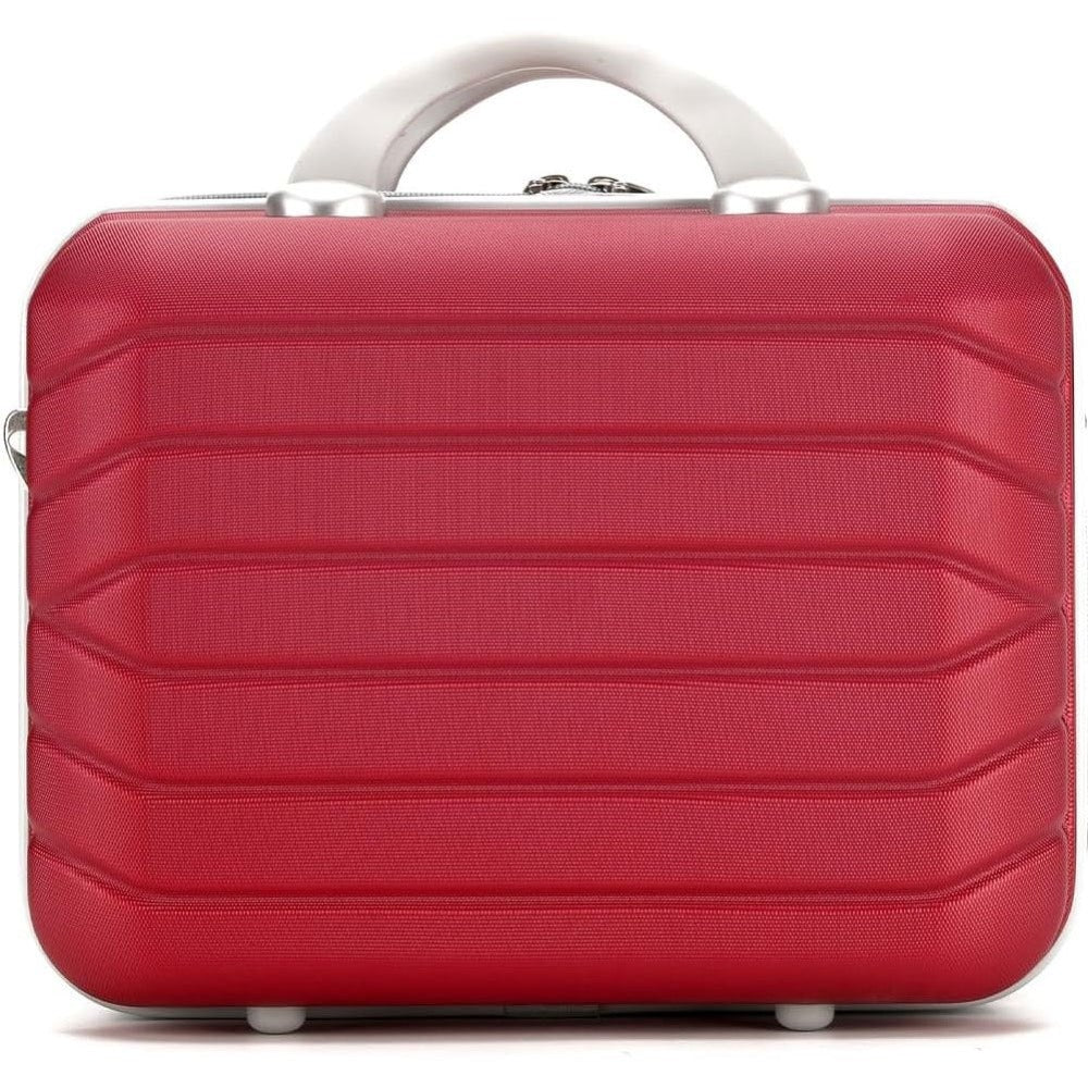 PROVITERA Conjunto de 4 maletas rígidas de ABS con estuche de belleza, maleta con asa telescópica y ruedas fáciles de rodar, carrito con cerradura y candado de código, equipaje de mano con diseño moderno ultra resistente