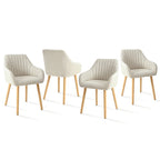 Juego de 2/4/6 sillas de comedor minimalistas con cómodo respaldo, reposabrazos y patas de madera